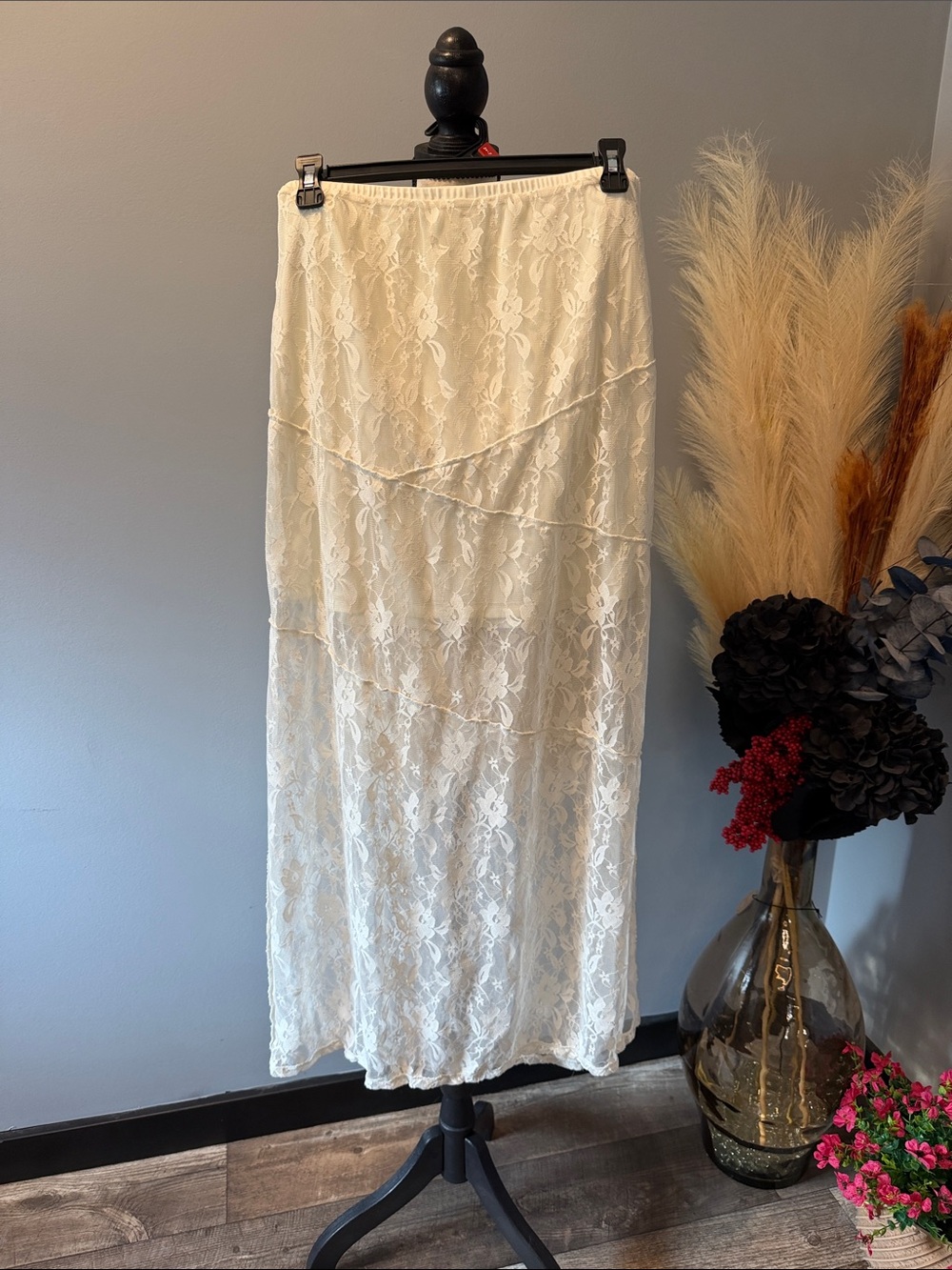 No Boundaries Cream Lace Maxi Skirt